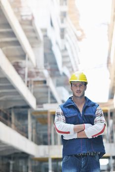 handsome hard worker people portrait at concstruction site