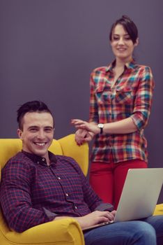 portrait of creative business people group in modern startup office interior