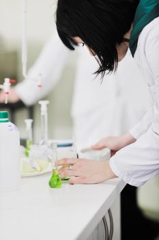 science chemistry classes with young student woman in labaratory