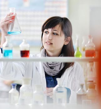 science chemistry classes with young student woman in labaratory