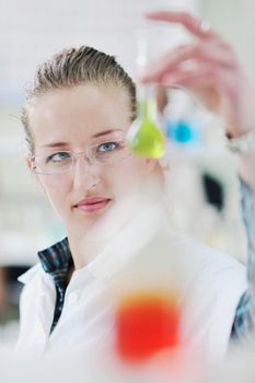 science chemistry classes with young student woman in labaratory