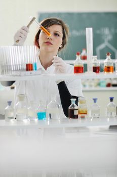 science chemistry classes with young student woman in labaratory