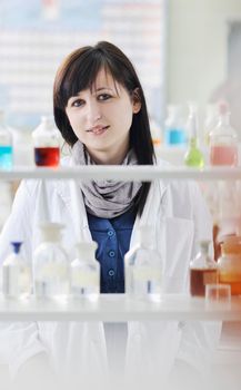 science chemistry classes with young student woman in labaratory