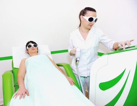 laser depilation and skincare treatment in spa and beauty studio