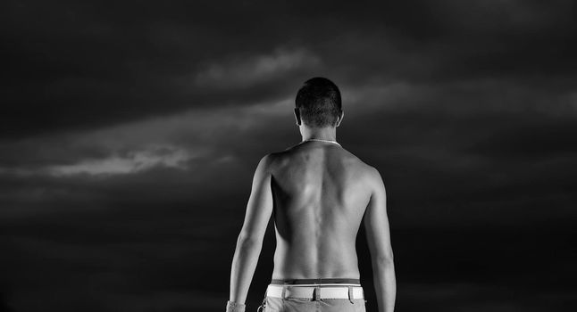 young man portrait in night