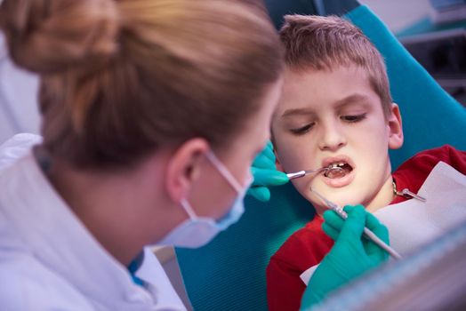 Young boy in a dental surgery teeth chech