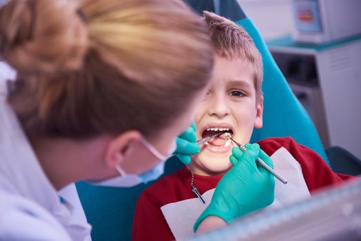 Young boy in a dental surgery teeth chech