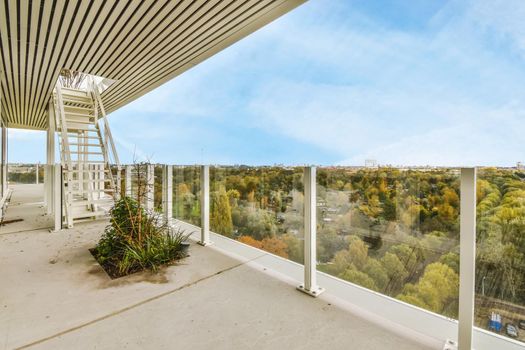 Unusual delightful balcony with mesmerizing views and stairs