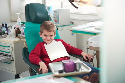 Young boy in a dental surgery teeth chech