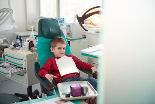 Young boy in a dental surgery teeth chech