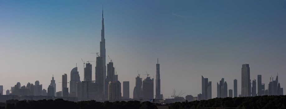 DUBAI UAE 31 JANUARY 2017 Panorama Dubai city. City centre, skyscrapers Sheikh Zayed Road. united arab emirates