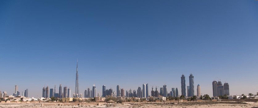 DUBAI UAE 31 JANUARY 2017 Panorama Dubai city. City centre, skyscrapers Sheikh Zayed Road. united arab emirates