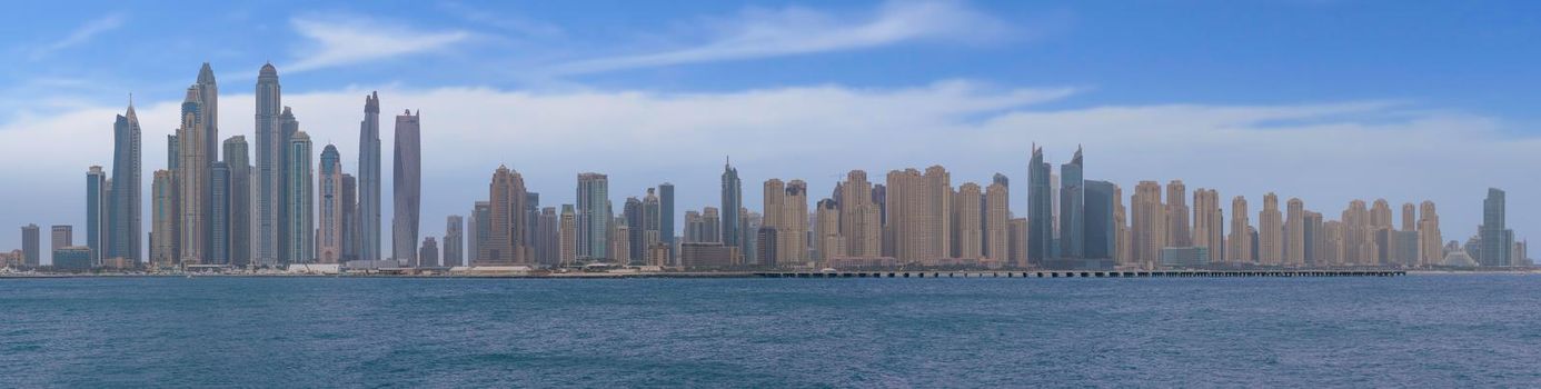 DUBAI UAE 2 FEBRUARY 2017 Panorama Dubai city. City centre, skyscrapers Sheikh Zayed Road. united arab emirates