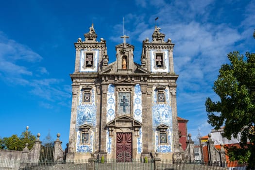 The Santo Ildefonso Church in Porto with the typical portuguese tiles