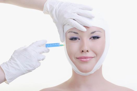 woman skincare and health concept with botox injection