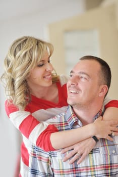 happy young adults portrait at home indoors