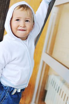 beautiful children  posing in fashionable clothing outdoor