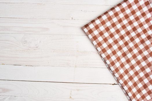 plaid tablecloth wooden texture kitchen decoration design. High quality photo