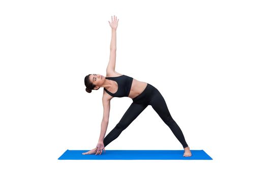 Healthy woman exercising yoga isolated with clipping path on white background.Photo design for fitness sporty woman and healthcare concept.