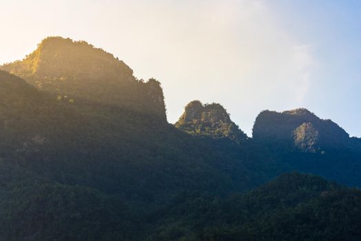 Doi Luang Chiang Dao mountain during sunrise,The famous mountain for tourist to visit in Chiang Mai,Thailand.