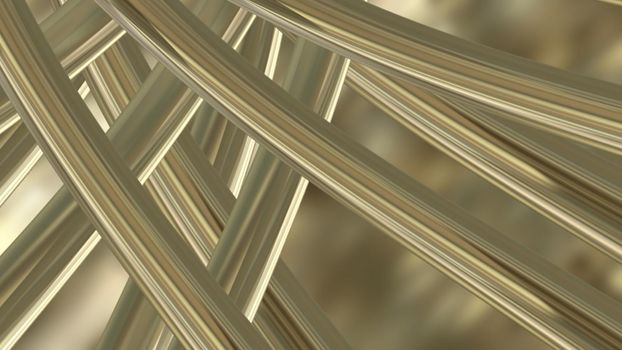 Abstract gold textured linear background. 3d illustration, 3d rendering