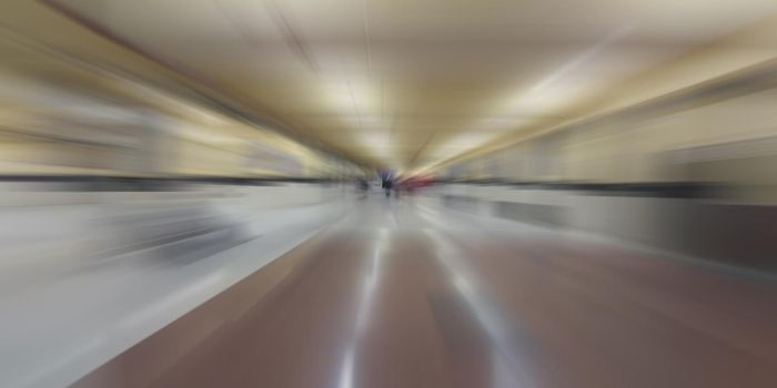 Empty lobby of a building shot with motion blur effect.