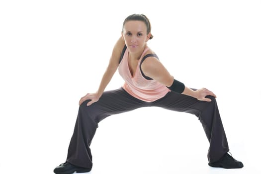 young healthy woman exercise fitness isolated on white