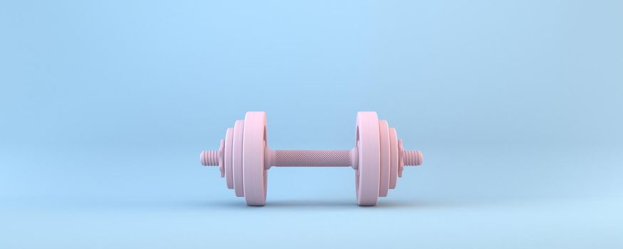 Pink weight 3D rendering illustration isolated on blue background