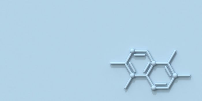 Chemical formula 3D rendering illustration isolated on blue background