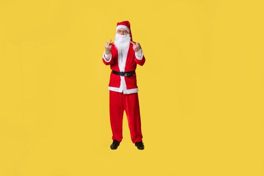 Santa claus yellow food big, holiday isolated winter new, people. Fashionable fun, diet middle finger