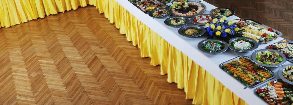 buffet catering food arangement on table