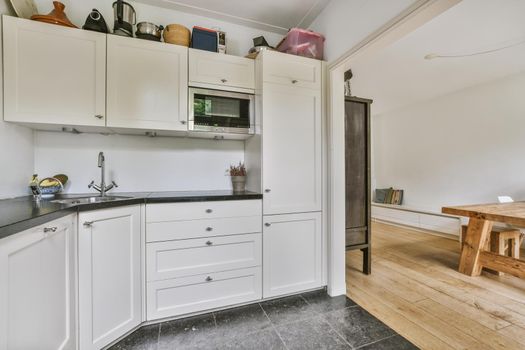 Interior design of a bright luxury kitchen