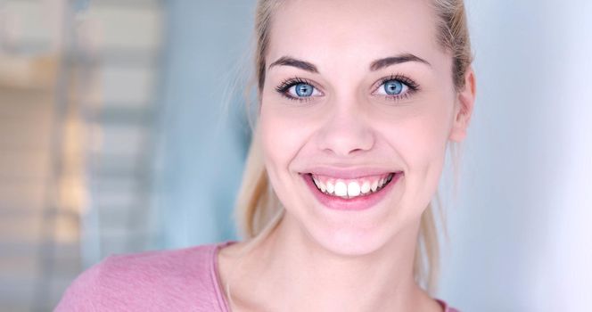 close-up portrait of a beautiful young blond woman