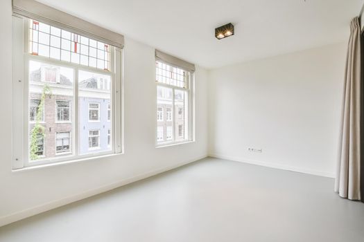 Beautiful bright room with a large wooden window