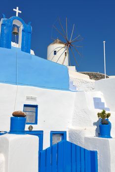 summer vacation on beautiful vulcanic island santorini at greece