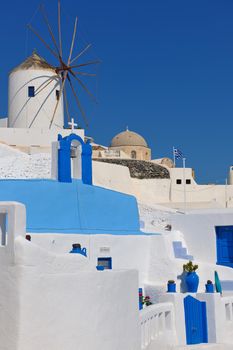 summer vacation on beautiful vulcanic island santorini at greece