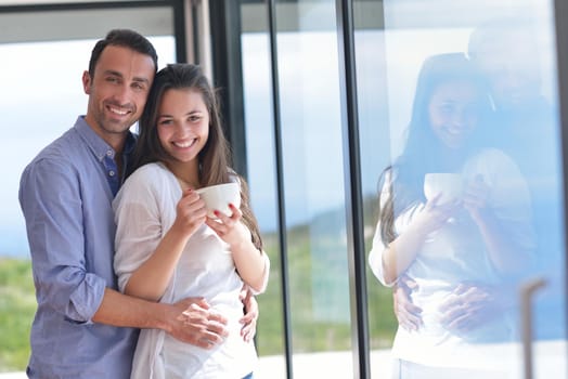 romantic happy young couple relax at home