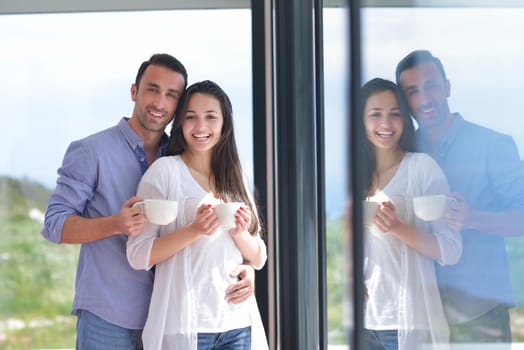 romantic happy young couple relax at home