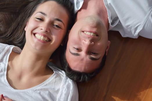 romantic happy young couple relax at home