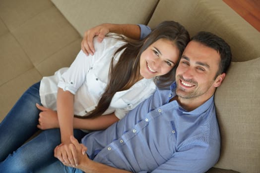 romantic happy young couple relax at home