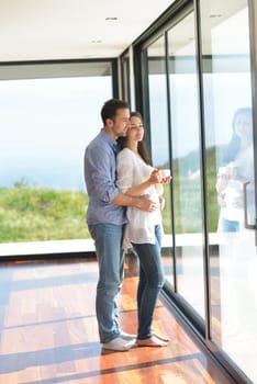 romantic happy young couple relax at home