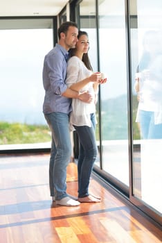 romantic happy young couple relax at home