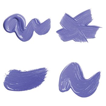 Purple brush strokes isolated on white background, close up