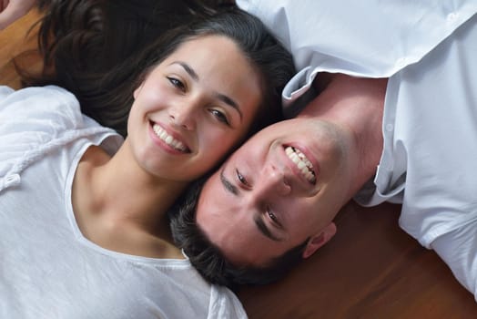 romantic happy young couple relax at home