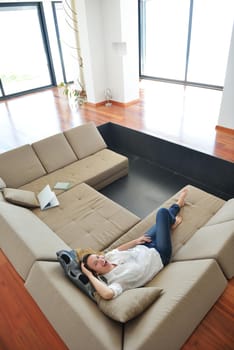 happy young couple at modern home using tablet computer