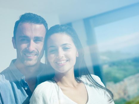 romantic happy young couple relax at modern home indoors