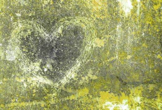 Grunge lime texture with sick heart symbol. Background fully editable. It can be used as a Valentine's theme, poster, wallpaper, design t-shirts and more.