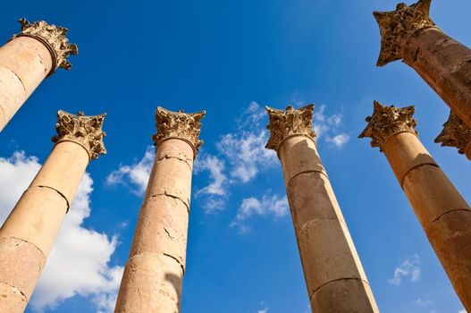 columns of the ancient roman city of Jerash