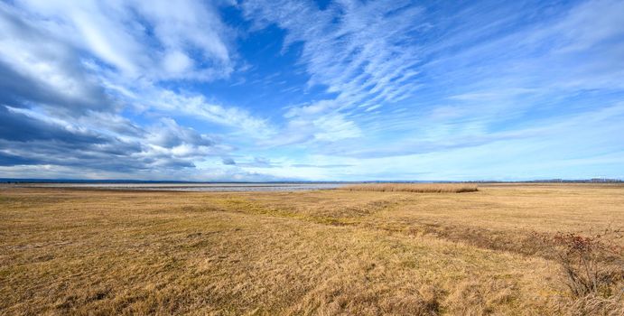 The endless expanse of the Pannonian lowlands in sunny weather.