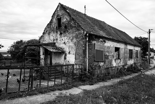 An old abandoned house only for the chickens.